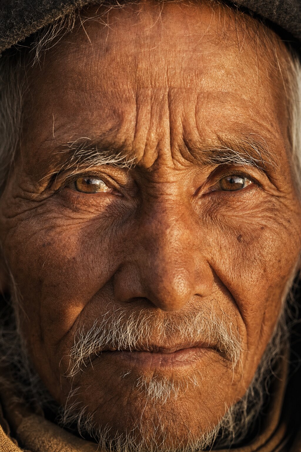 Weathered human eyes — depth, wisdom, lived experience